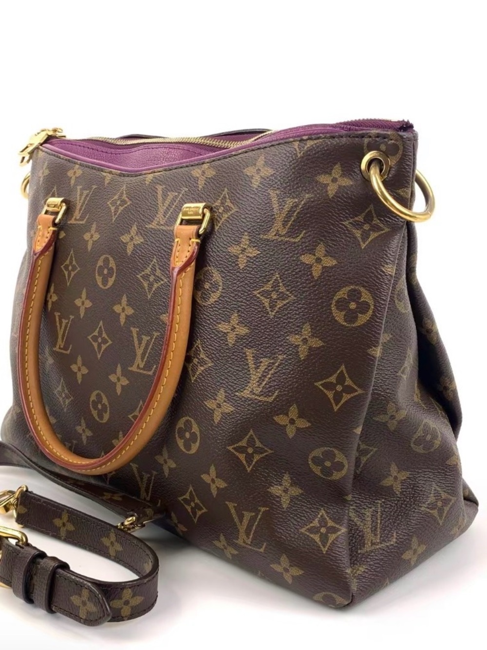 Louis Vuitton Monogram Canvas Shoulder Bag with Purple Trim - Picture 7 of 12